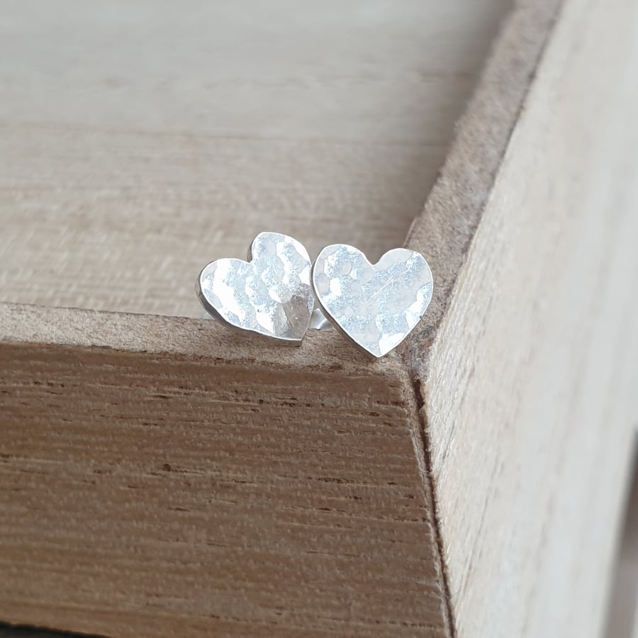 Sterling Silver Heart Stud Earrings, Small Studs