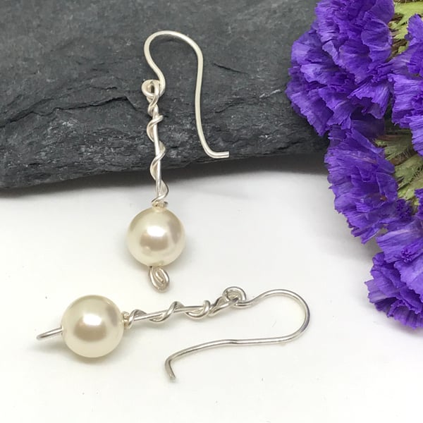 Sterling Silver Earrings with Pearls from Swarovski® Crystal         