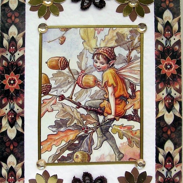 Fairy - Hand Crafted Decoupage Greeting Card - Blank - 3165