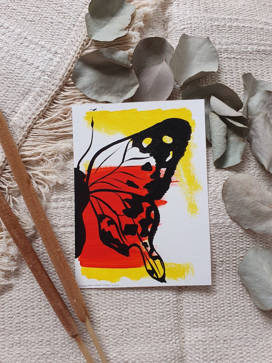 Butterfly original painting. Abstract art.