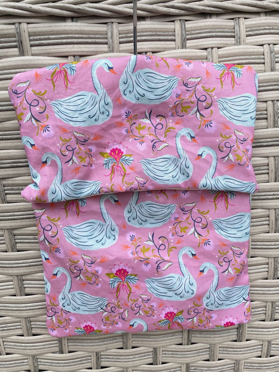 Swan Cotton Fabric Peg Bag in pink