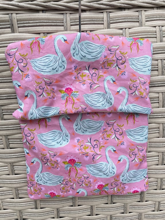 Swan Cotton Fabric Peg Bag in pink