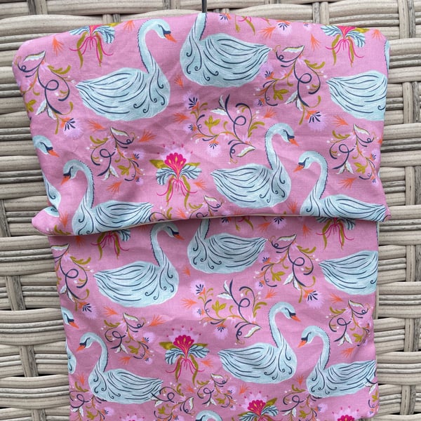 Swan Cotton Fabric Peg Bag in pink