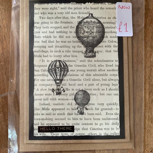 Hot air balloons book page Handmade Card 