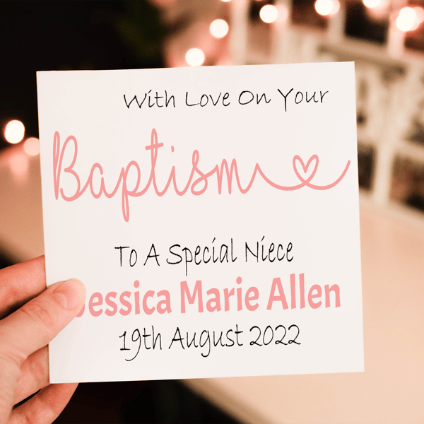 Niece Baptism Card, Congratulations for Baptism, Baptism Card, Christening Card 