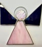 Stained Glass Triangle Angel - Pale pink with purple gluechip wings - Image 4
