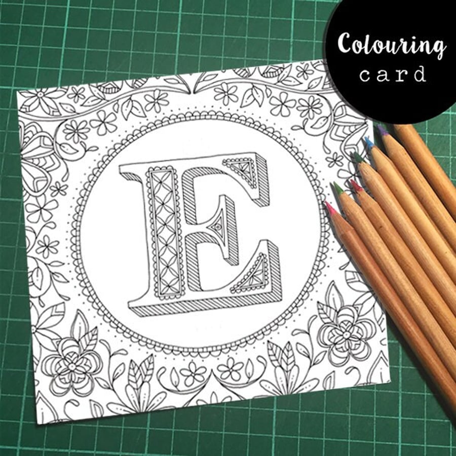 InitialLetter Colouring Card