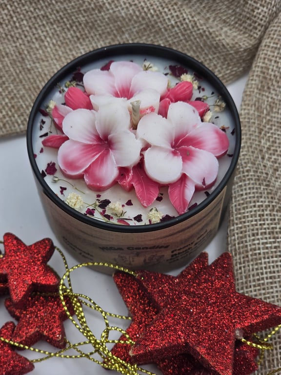 Handmade Floral Soy Wax Candle Tin Botanical Flower Candle Gift