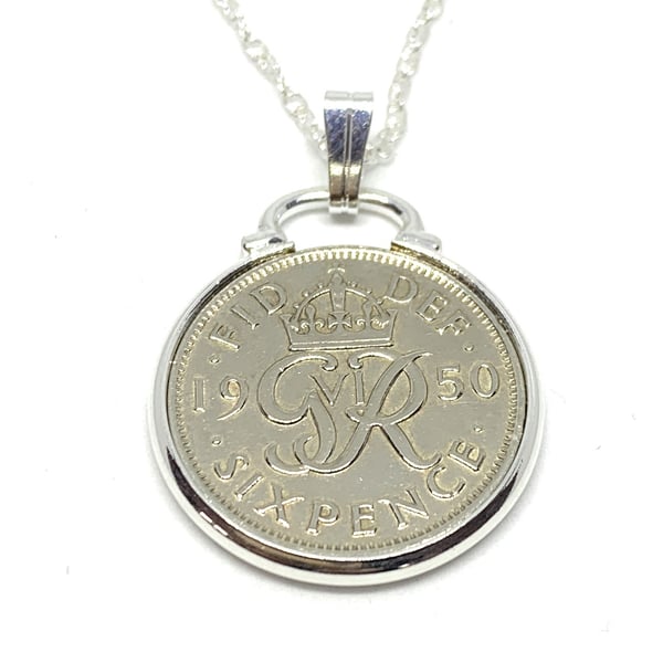 1950 Birthday Gift, 75th Lucky Sixpence Necklace, 75th Birthday Ideas, 75th 