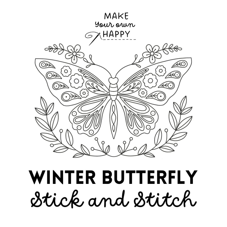 Winter Butterfly Stick & Stitch (Dissolvable Pattern for Embroidery)