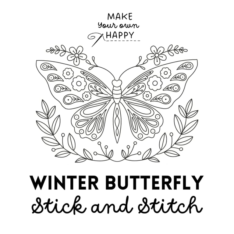 Winter Butterfly Stick & Stitch (Dissolvable Pattern for Embroidery)