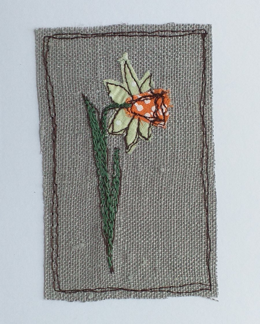 Embroidered Daffodil Card