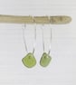 Cornish Sea Glass on 30mm Hoop Earrings - Olive Green