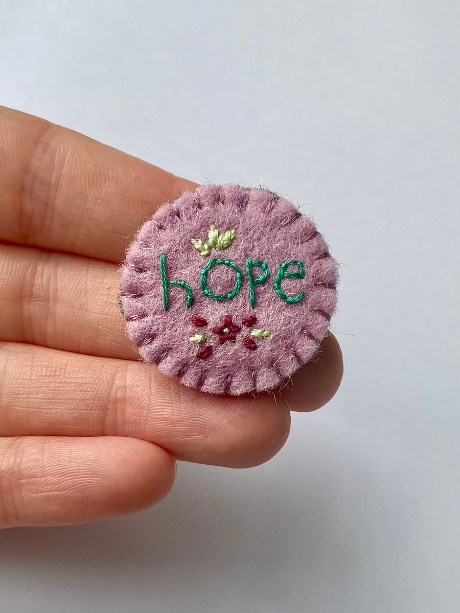 Hope Lavender Wool Felt Awareness Brooch