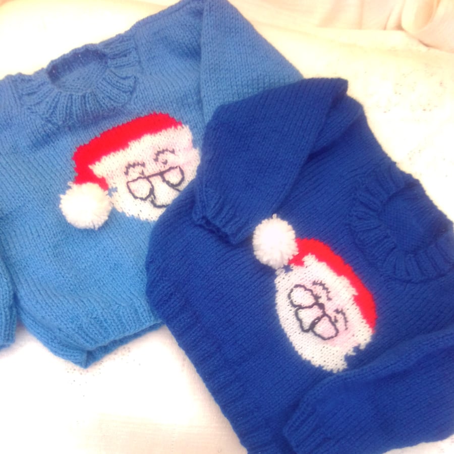 Hand Knitted Santa Jumper for Babies and Children, Baby's Novelty Jumper