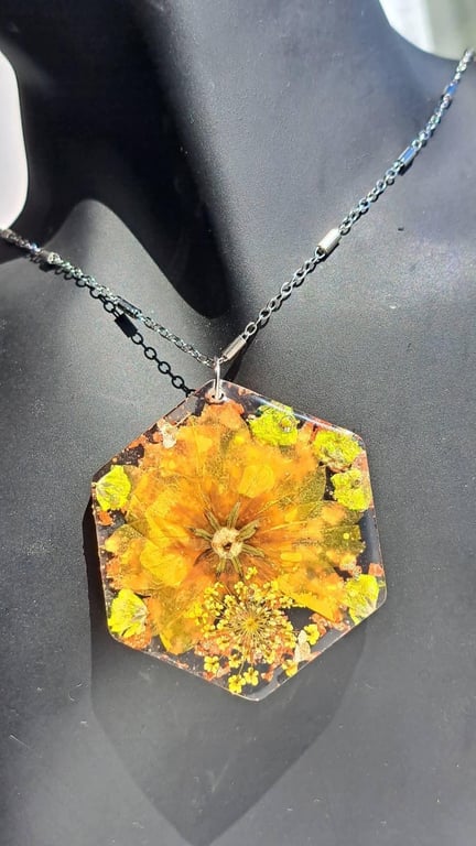 Real Pressed Flower Resin Necklace