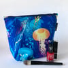 Handmade cotton makeup bag, jellyfish 