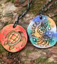 Peaceful jellyfish. Pyrography sea theme hanging disc, personalisable. - Image 4
