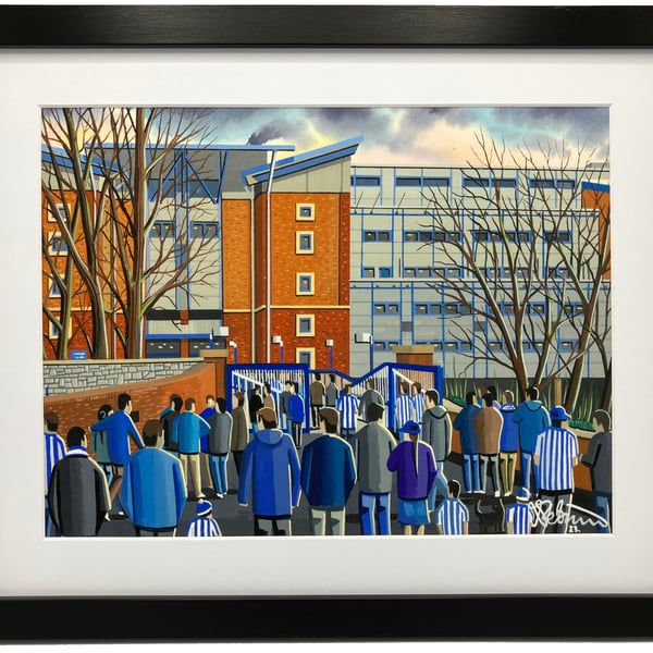 Sheffield W, Hillsborough High Quality Framed Wednesday Football Art Print