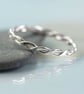 Twisted Silver Ring 1 mm Wire Dainty Stacking Rings - Image 1