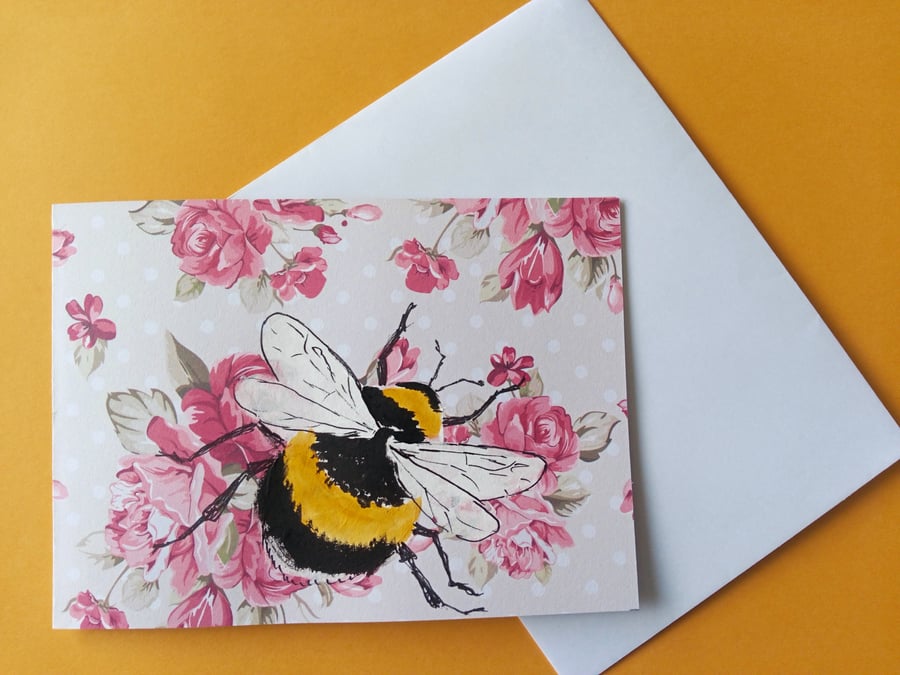 Bumblebee. Birthday Card for Her. Original painting