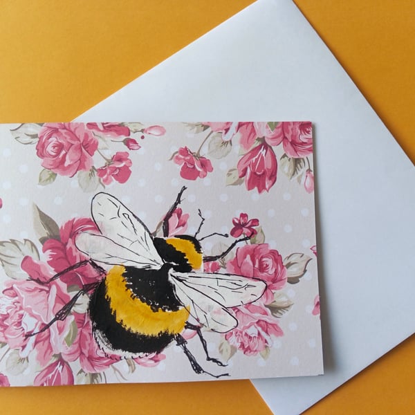 Bumblebee. Birthday Card for Her. Original painting