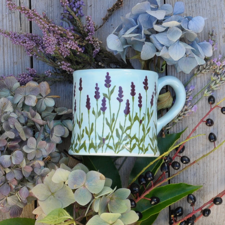 Lavender Country Mug - Hand Painted