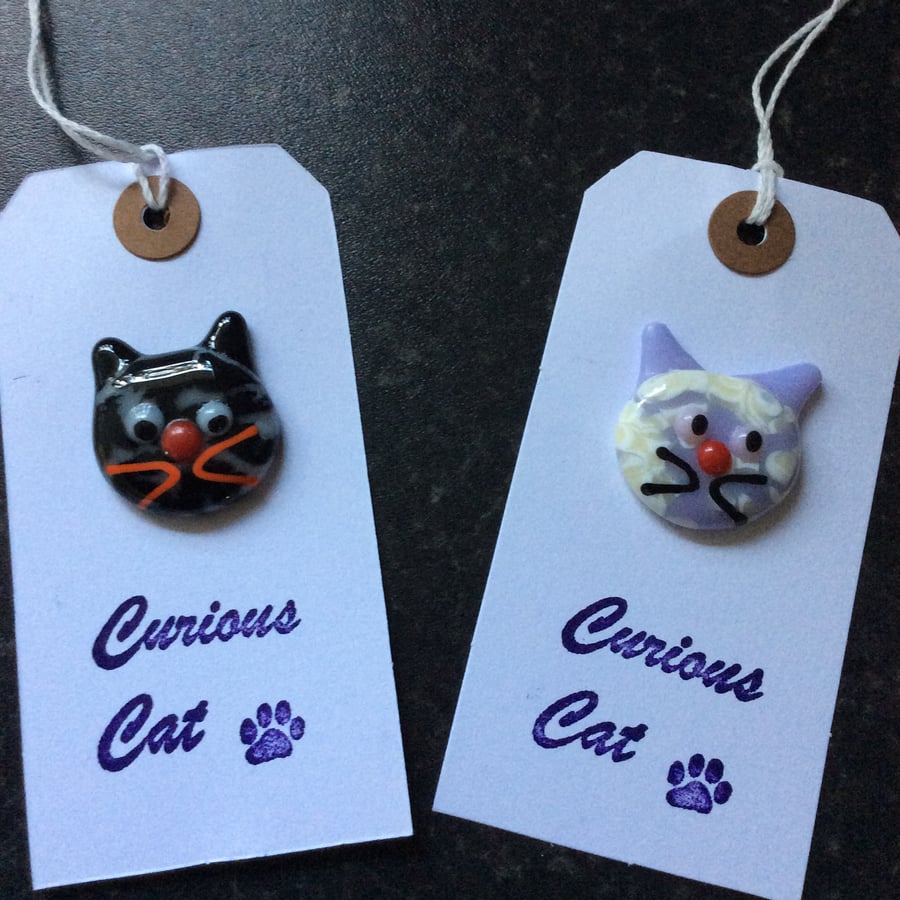 Reserved for J , Two cat brooches