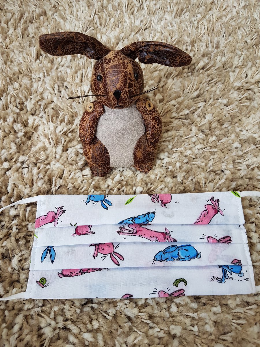 Adult face covering – Pink and Blue Bunny print