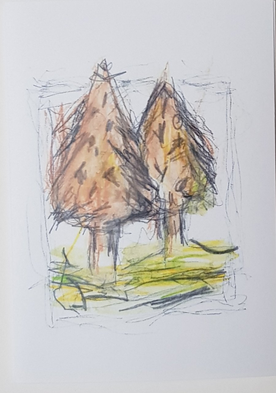 Christmas Trees painting, card