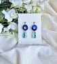 Blue Mirror Donut Hoop Acrylic Earrings - Layered Drop Dangles - Image 6