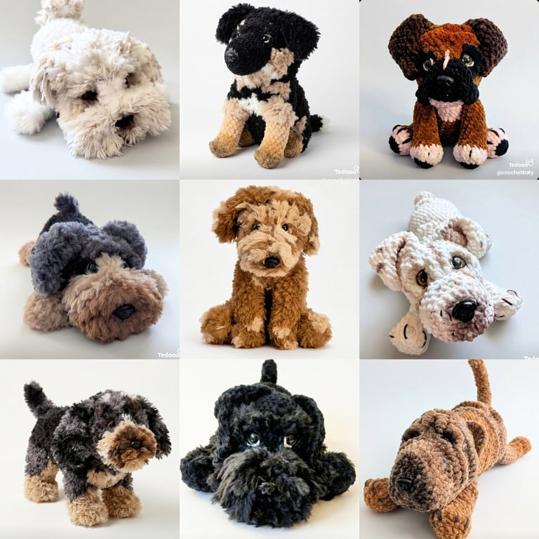 Custom made crochet doggies. Unique gifts!