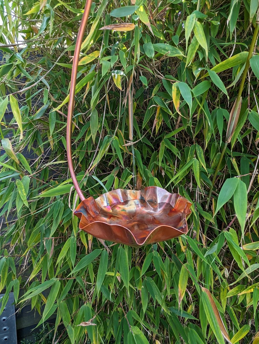 Hanging copper bird bath bird watcher gift