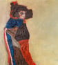 "Like Moa" Inspired by Schiele.  Oil Painting on wood panel 23x16in (59x41cm) 