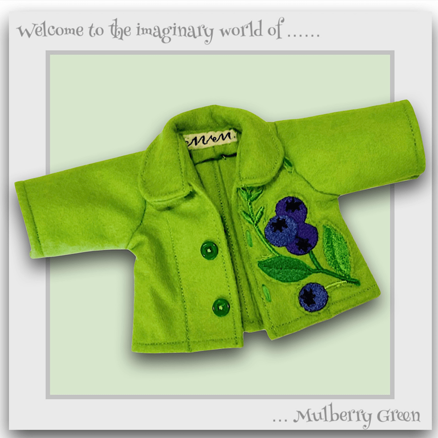 Lime Green Autumn Berries Embroidered Jacket 