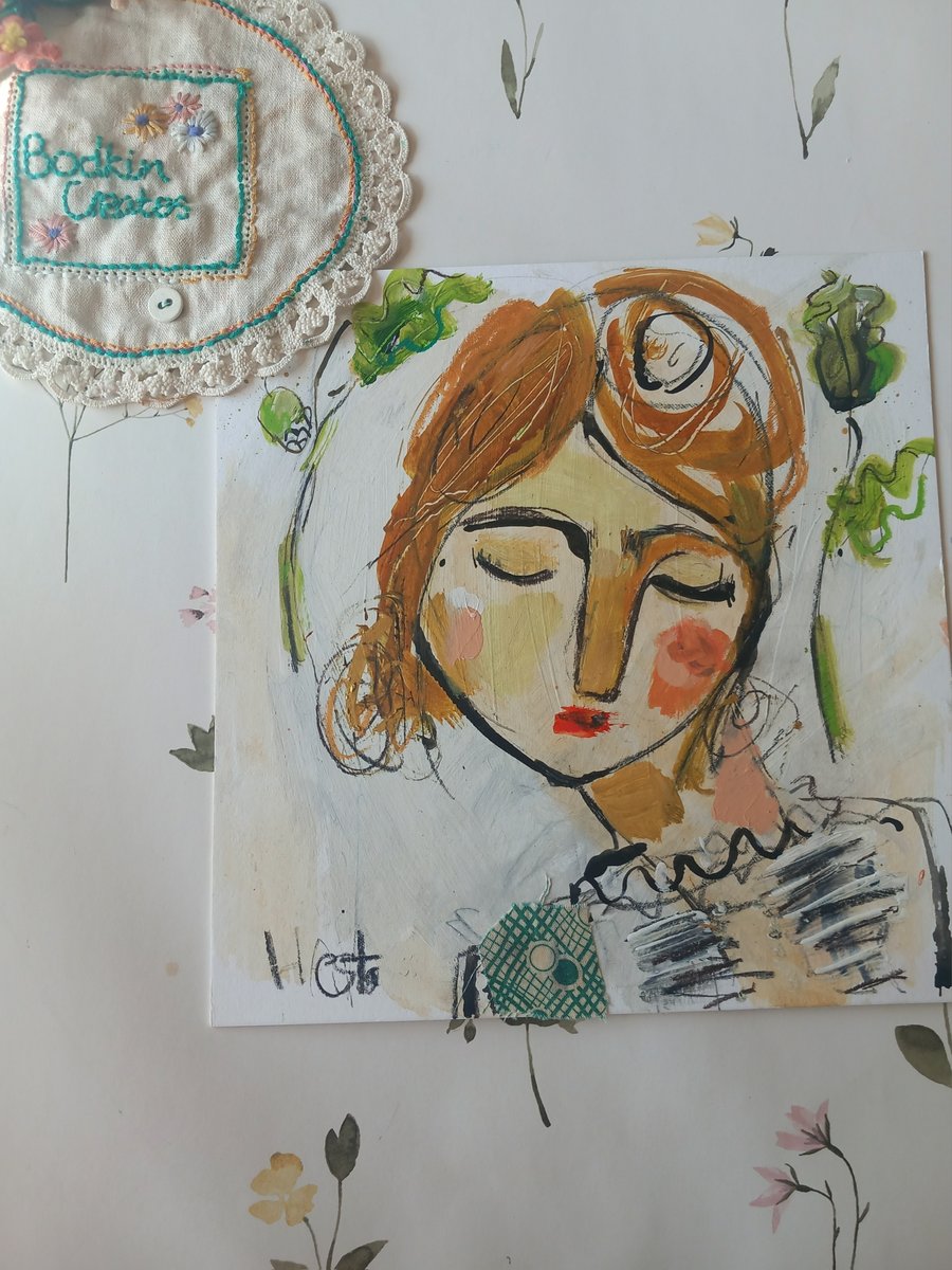 'Tilda oak' semi abstract portrait of a girl. In inks and mixed media