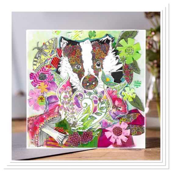  Badger collage greeting card