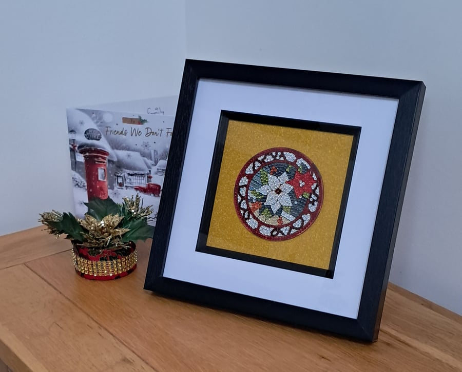 Crystal Art Poinsettia Picture
