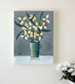 Original Still Life Painting with White Flowers and Yellow Butterflies - Image 1