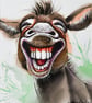 Funny Donkey Watercolour Painting on Paper and Framed (One of a Kind) No.2