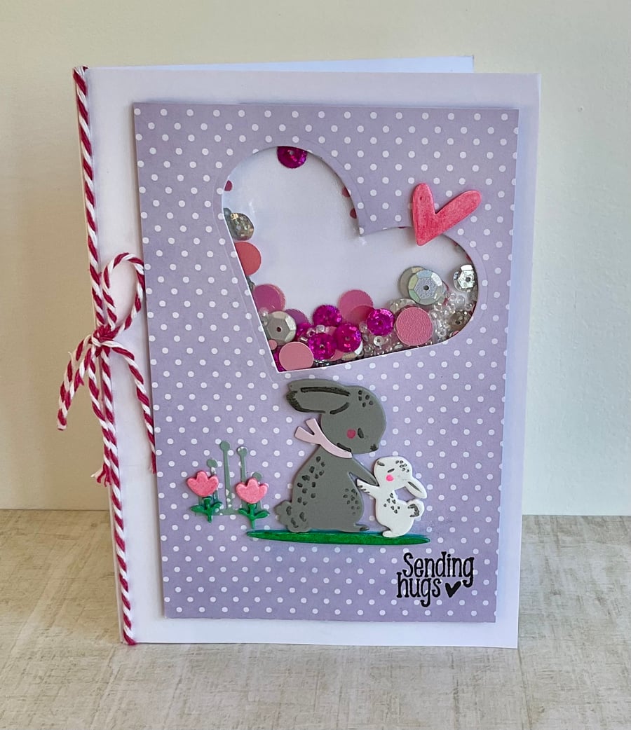 Card. Bunny love spotty greetings card perfect for birthday or other occasion 
