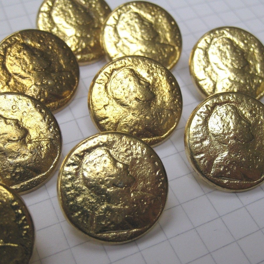 10 Small Gold Roman Emperor Coin Buttons