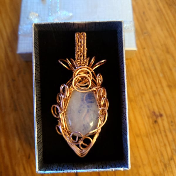 Copper wire wrapped Moonstone Pendant