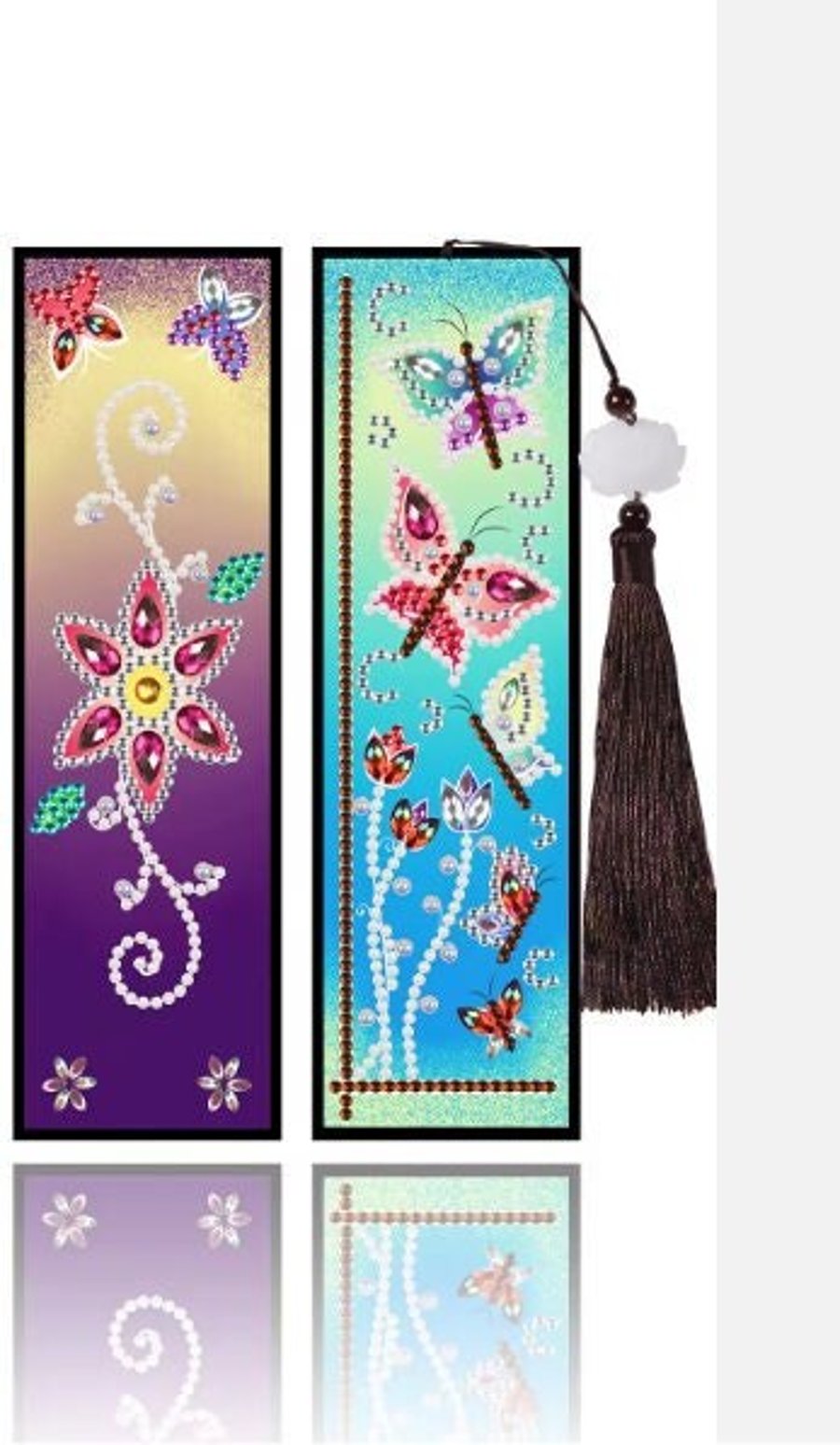 2pcs 5D DIY Colourful Butterfly and Flower Diamond Painting Bookmarks Kit Rhines
