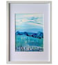 'Blue Vista' Vividly Coloured Original A4 Framed Painting - Image 1