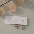 White Heart Hoop Earrings, Charm Earrings, Handmade Jewellery 