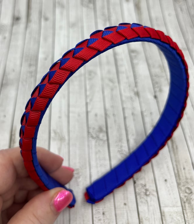 Cobalt Blue and Red Pleated Hairband
