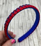 Cobalt Blue and Red Pleated Hairband - Image 1