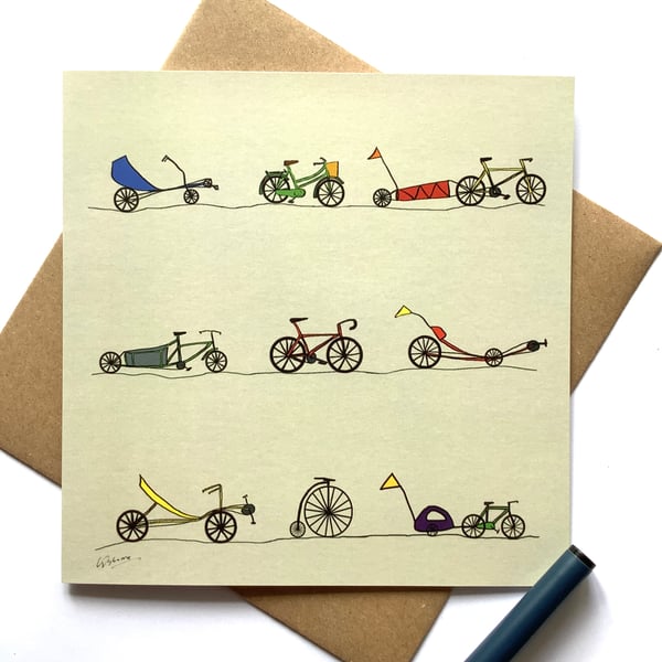 Cycles - greetings card - blank inside for own message