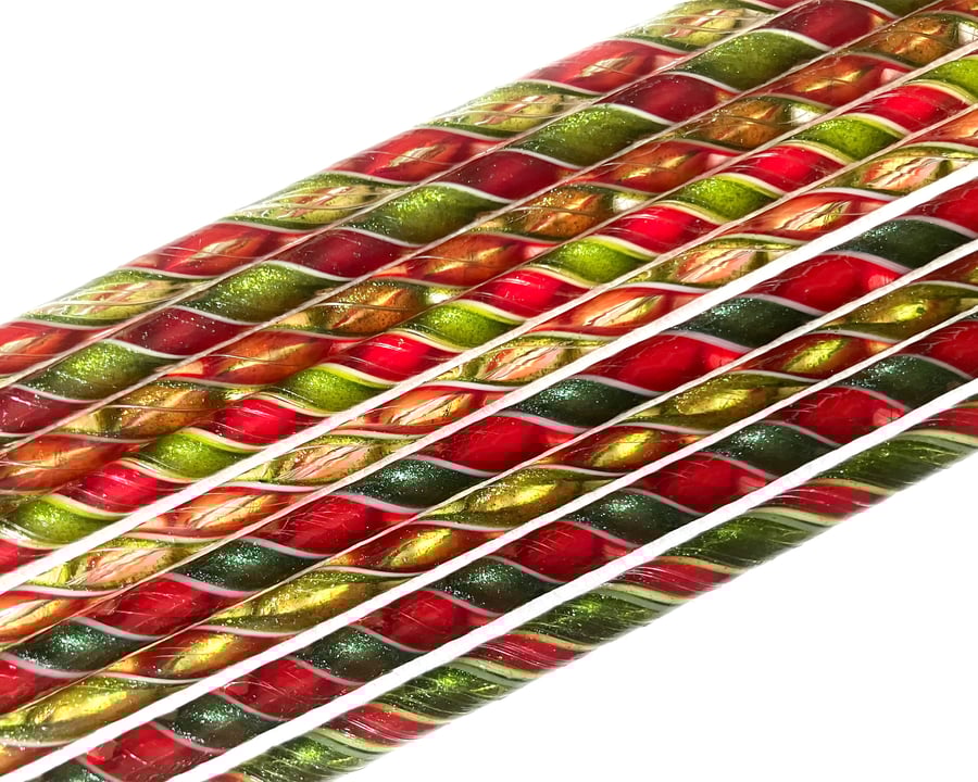 Twisted cane 24cm Christmas pack Bullseye 90 coe glass Vitrigraph twisties